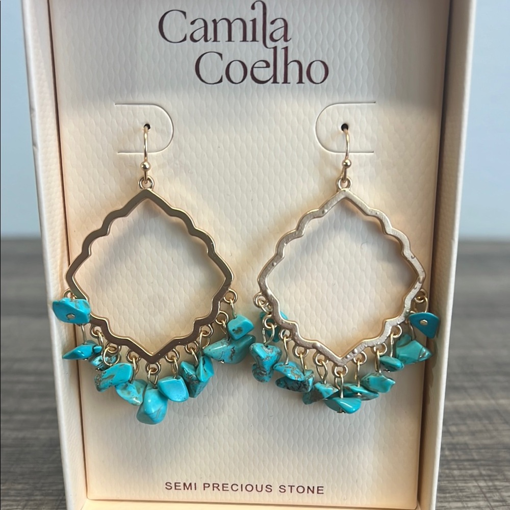 Camila Coelho Hoop Dangle Turquoise Earrings 38$